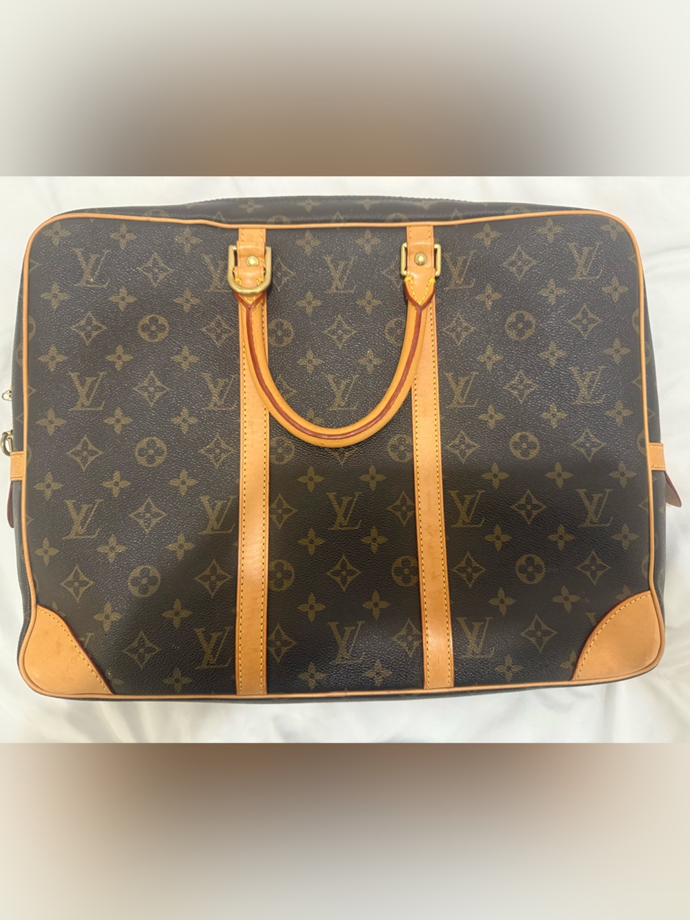 Louis Vuitton Monogram Travel Briefcase in Brown and Tan